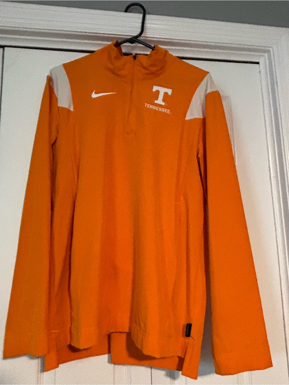 Nike Orange Mesh Quarter-Zip Pullover with White Swoosh